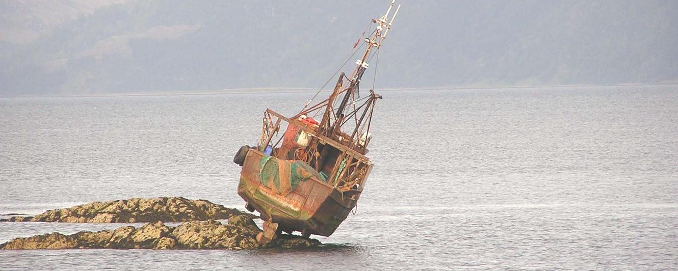 Fishing Vessel Aground in Scotland, UK